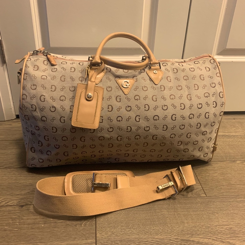 Vintage Signature Fabric Guess Duffle Bag
